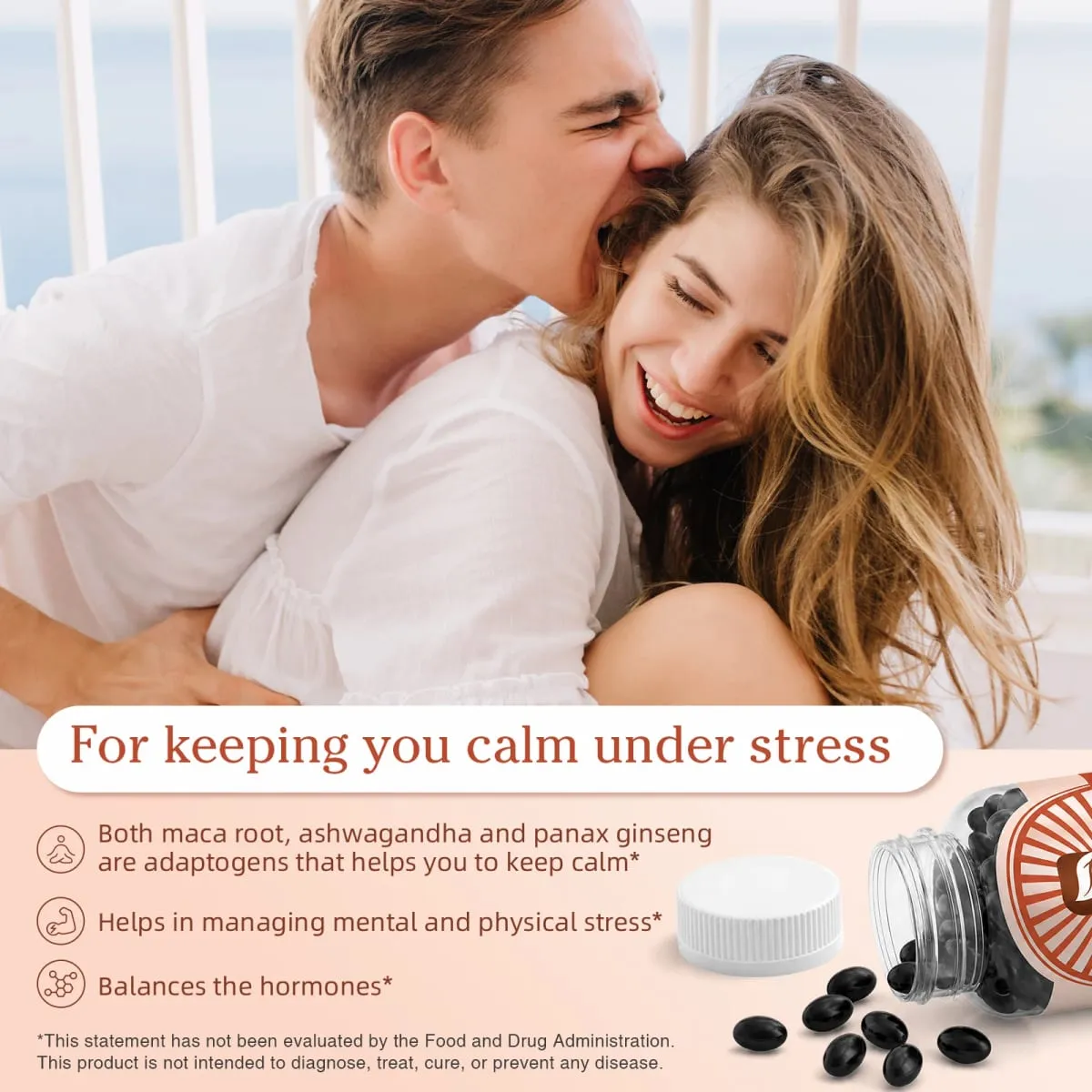 Cápsulas naturais de raiz de maca com extrato de ashwagandha vegetariano para homens, géis macios para saúde, suplemento de energia sem glúten