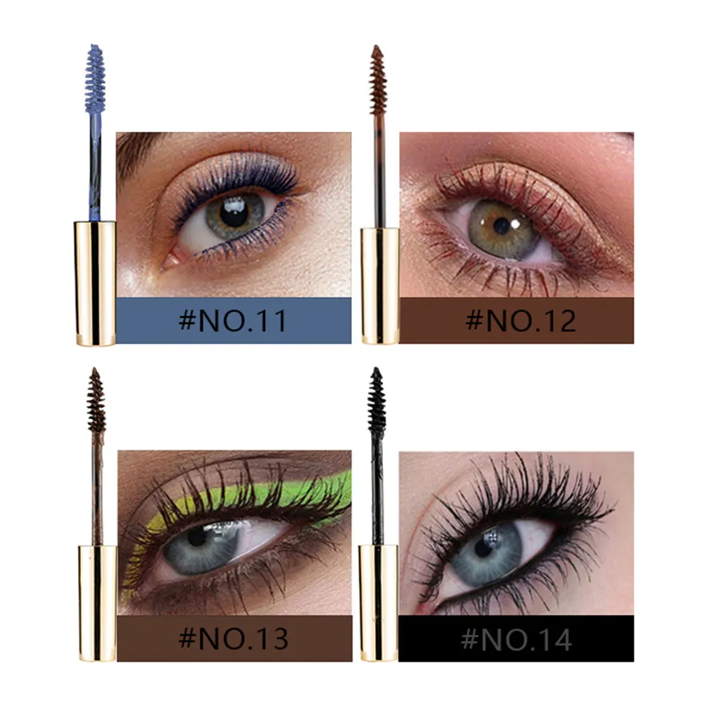 12 Colors Colored Mascara Waterproof Long-lasting Volumizing Curling Non-flaking Rainbow Eye Makeup Purple Blue Pink Green Red