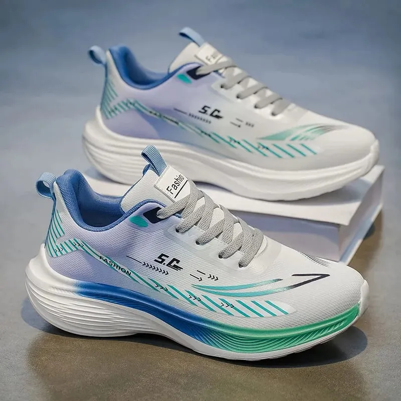 Tênis de corrida masculino leve respirável malha sola grossa amortecimento sapatos de caminhada casuais tamanho 39-44