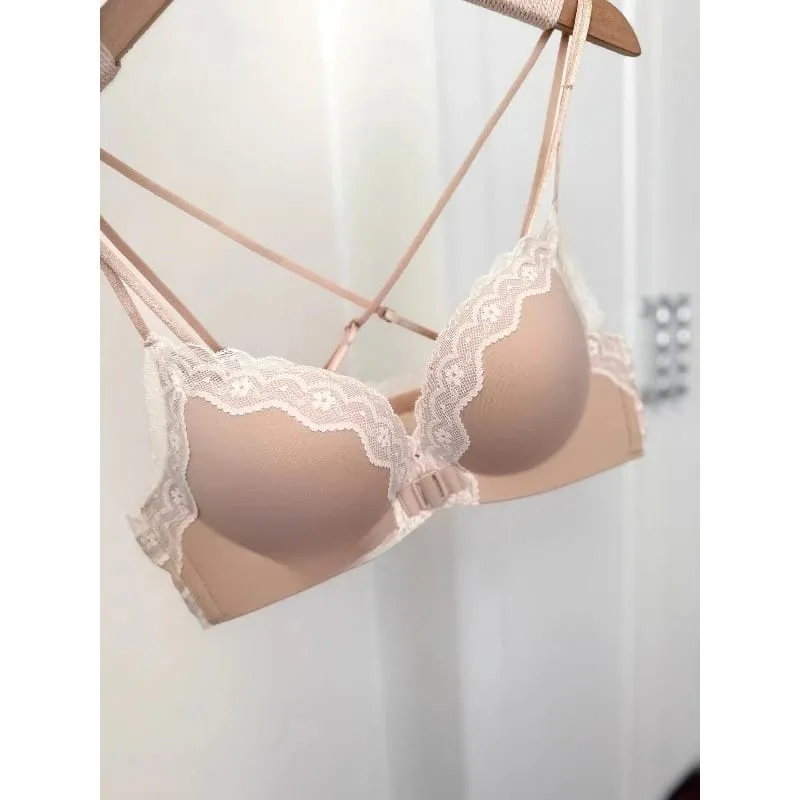 Leopard Print Front Button Bra Set Push Up Petite Women Backless Sexy Lingerie for Party Gathering Enhance Bust Show Larger S-XL