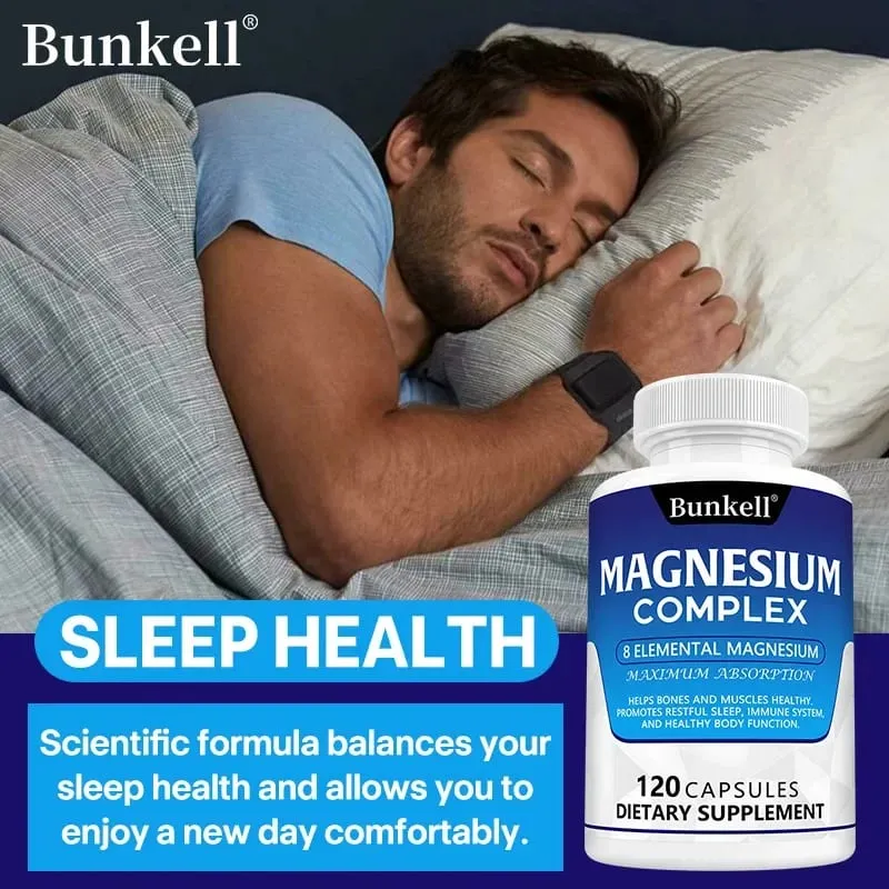 Bunkell Magnesium Complex 5 Forms High Absorption Support Bone Heart Muscle Sleep & Digestion Non-GMO Dietary Supplement