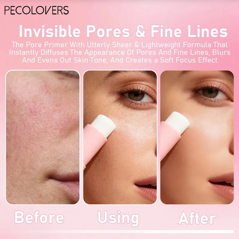 Conjunto de maquiagem facial-1 bastão transparente para fechamento de poros + 1 pó solto para controle de óleo + 8 peças de pincel de maquiagem ferramenta verão conjunto de viagem à prova d'água