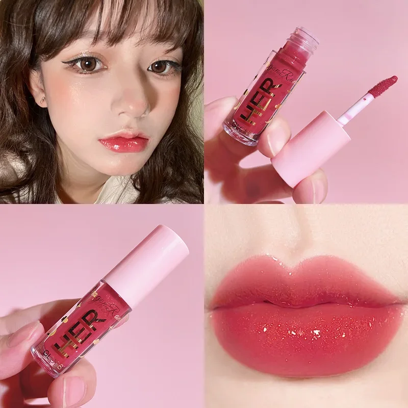 Batom líquido à prova d'água, 8 cores, hidratante, longa duração, brilhante, brilho labial, maquiagem natural, gelatina, cosméticos brilhantes
