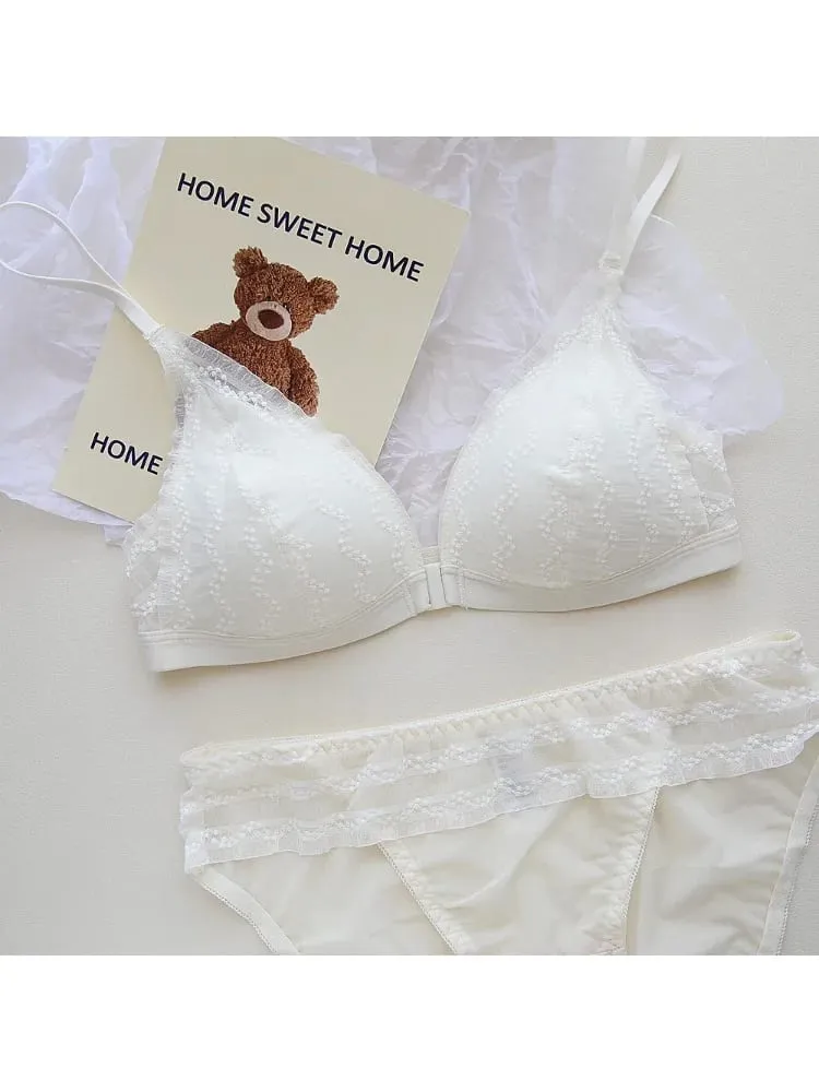 Sutiã push up para seios pequenos, bralette de renda frontal sem fio, copo triangular, roupa íntima sexy, copo demi fino, peito pequeno