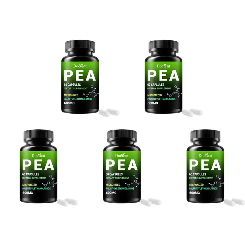 Docteat PEA 600mg Cápsulas Palmitoiletanolamida Micronizada Suporta Equilíbrio Composto Manutenção Conforto e Facilidade 60 Cápsulas