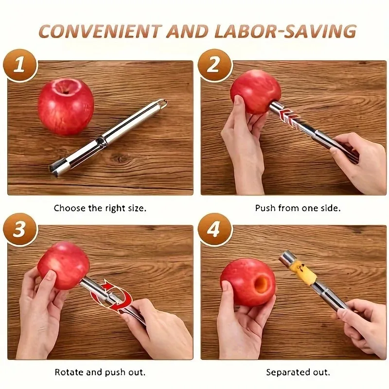 Corador de frutas em aço inoxidável, datas vermelhas, maçã, pêra, removedor de sementes de frutas, fatiador, faca de cozinha, frutas, vegetais, utensílios