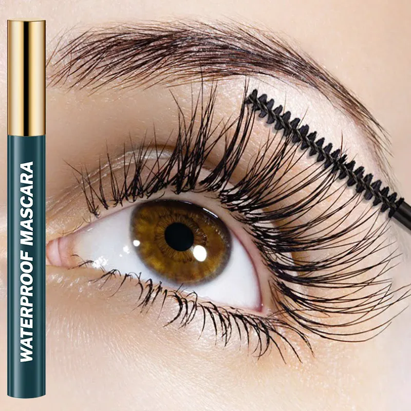 4D Black Mascara Thick Curling Long-Lasting Waterproof Smudge-Proof Silk Fiber Mascara Lengthens Eyelashes Extension Eye Makeup