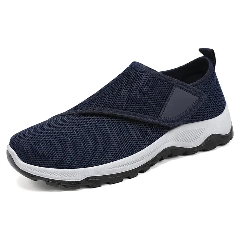 Tênis casual masculino macio e confortável sapatos masculinos gancho-loop ajustável pés largos sapatos de caminhada ao ar livre anti-deslizamento sapatos esportivos