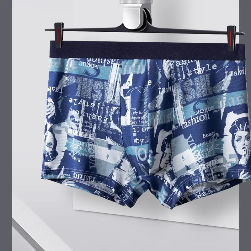 MiiOW 4Pcs Man Underwear Boxers Men's Panties Breathable Polyester Innerwear Sexy Men Underpants Boxershorts Antibacterial