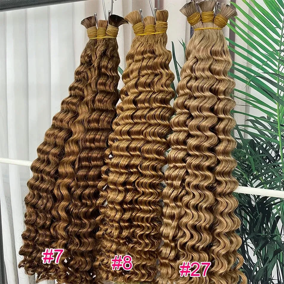 4 # chocolate marrom onda profunda cabelo humano em massa para tranças boho encaracolado trança cabelo 18-30 polegada pacote de cabelo remy brasileiro