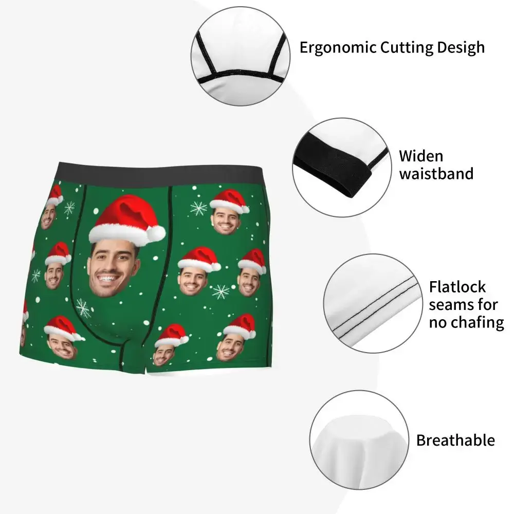 Christmas Gift Custom Face Boxers Men Gift Personalized Photo Underwear Design Birthday Boxer Briefs for Boyfriend Husband