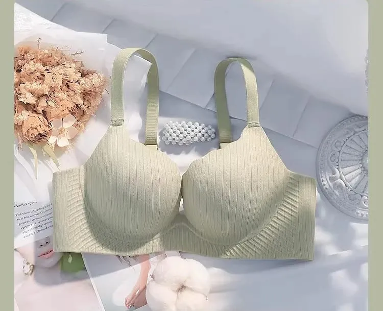 Feminino sólido grosso acolchoado wirefree sutiã conjunto sem costura conforto coleta lingerie push up suporte elegante ajuste para busto menor diariamente