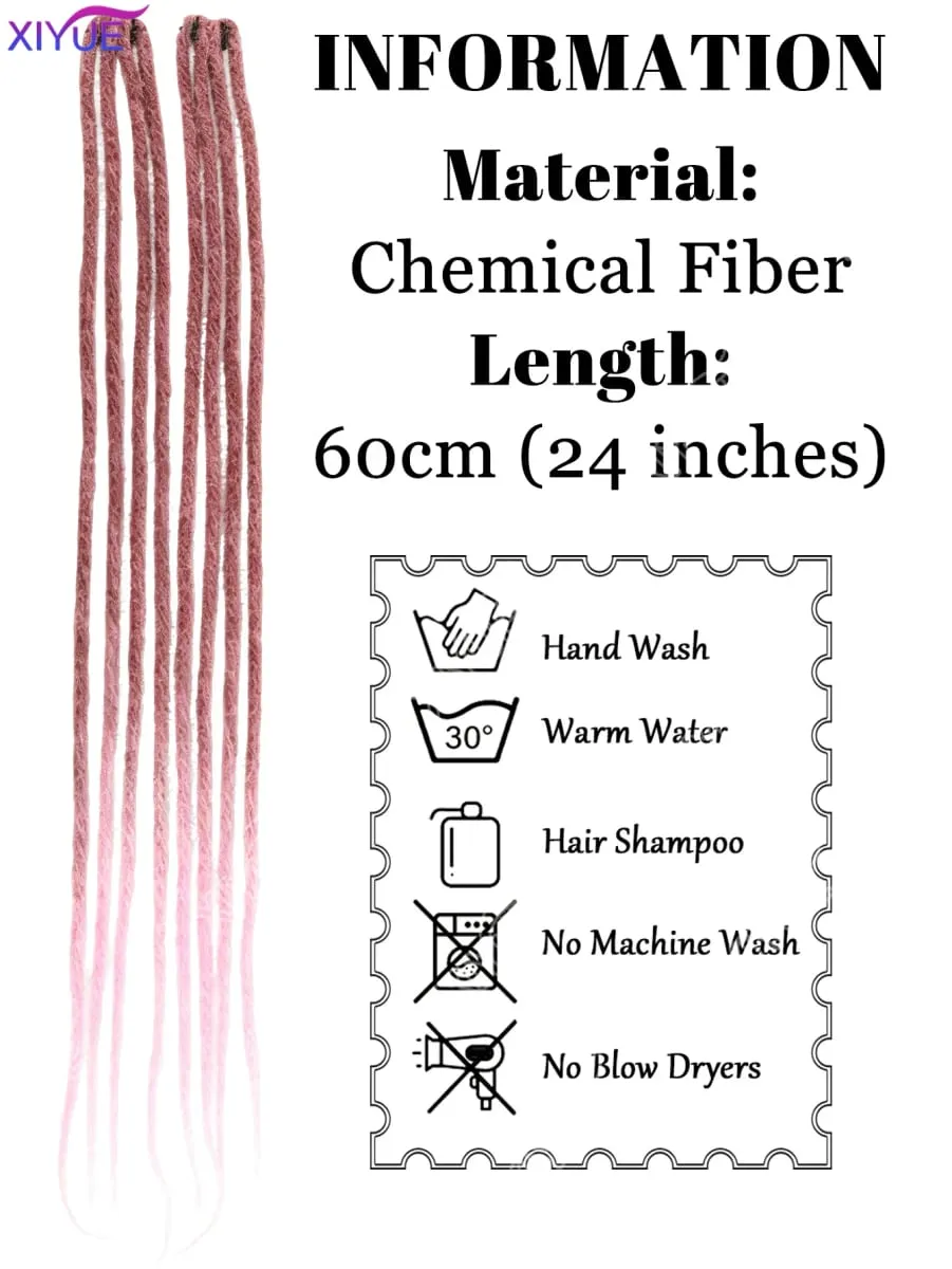 24 Inch Synthetic BB Clip Dreadlock Hair Extensions Dreadlock Extensions Hip-hop Ombre Hair Extensions African Tribe Style XY