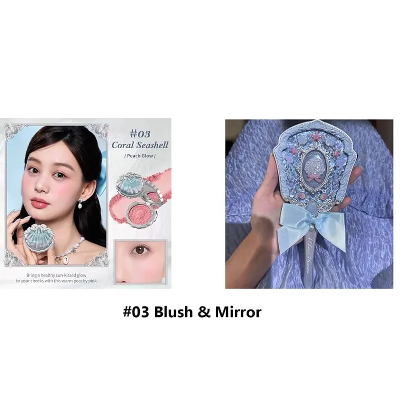 化妝禮品組 Flowerknow Shell's Jewel 眼影腮紅唇釉定妝粉校正底漆女士全套套裝