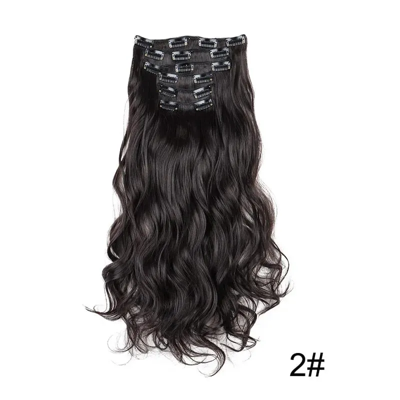 22 Polegada sintético 6 pçs/set longo encaracolado extensão do cabelo grosso macio peruca para cobertura de linha fina curta para uso diário feminino