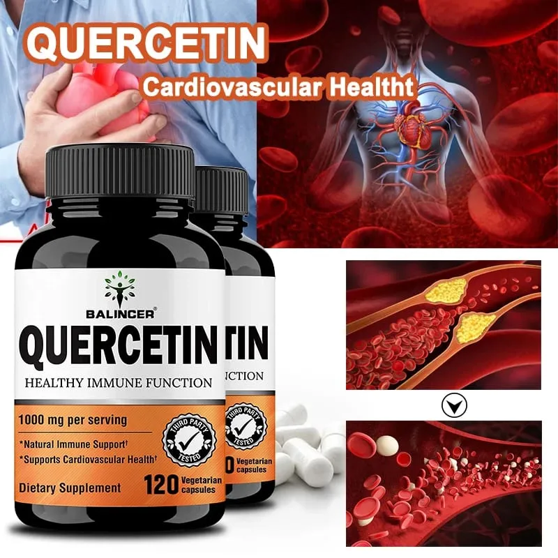 Extrato de quercetina - 1000 mg apoia a saúde imunológica cardiovascular e respiratória antioxidante 120 cápsulas