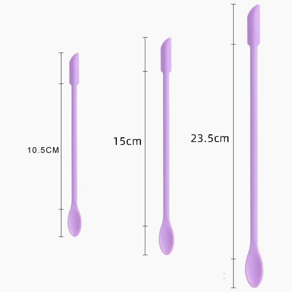 3 pçs portátil mini raspador de silicone dupla-cabeça macia colher de escavação cosmética alongada jam raspagem colheres conjunto de pincéis de maquiagem