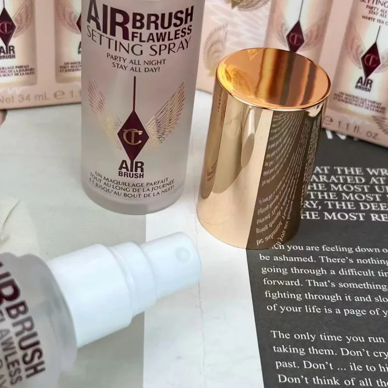 Charlotte Tilbury Airbrush Flawless Setting Spray 100ml 34ml 2PCS Set Setting Spray Moisturizing Hydrate Oil Control MakeUp Gift