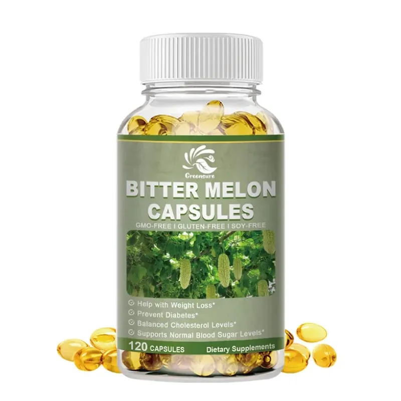 Cápsula de extrato de melão amargo - Reduz o açúcar no sangue - Saúde do sistema imunológico - Suporte cardiovascular e gastrointestinal