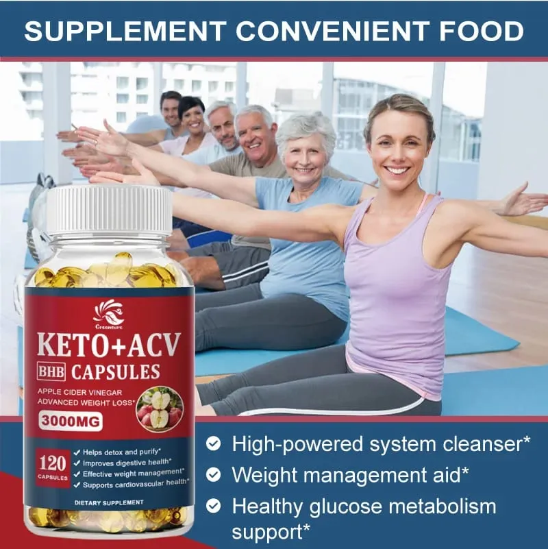 Greensure Keto Apple Cider Vinegar Capsules ACV with Apple Cider Keto Supplements Apple Flavor Formula for Men & Women