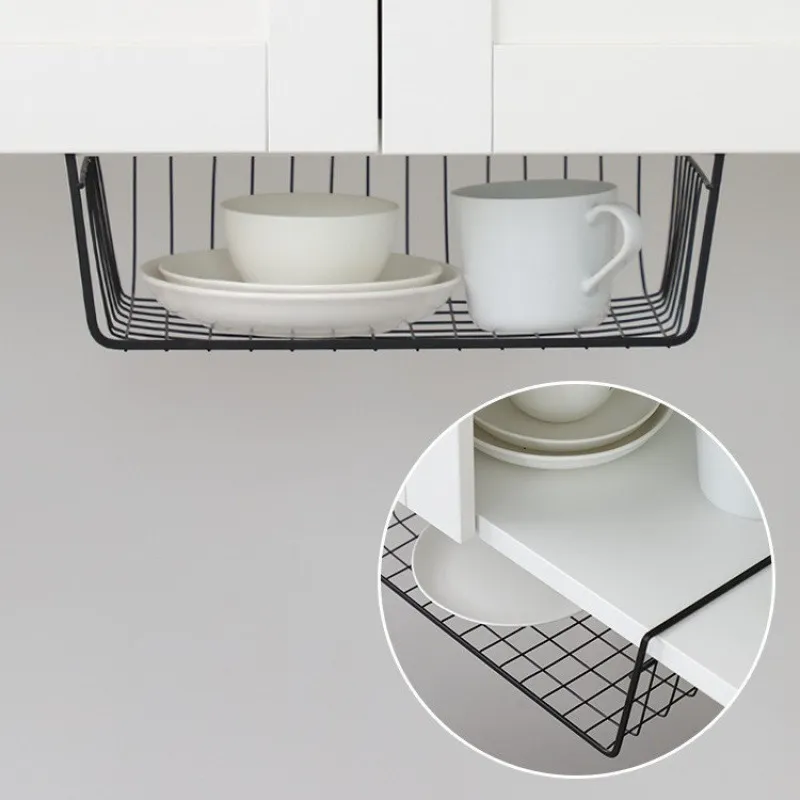 Organizador de cesta suspensa de metal multiuso, armazenamento para armário de mesa de cozinha, pincéis de maquiagem disponíveis, suporte de armazenamento de ferramentas de maquiagem