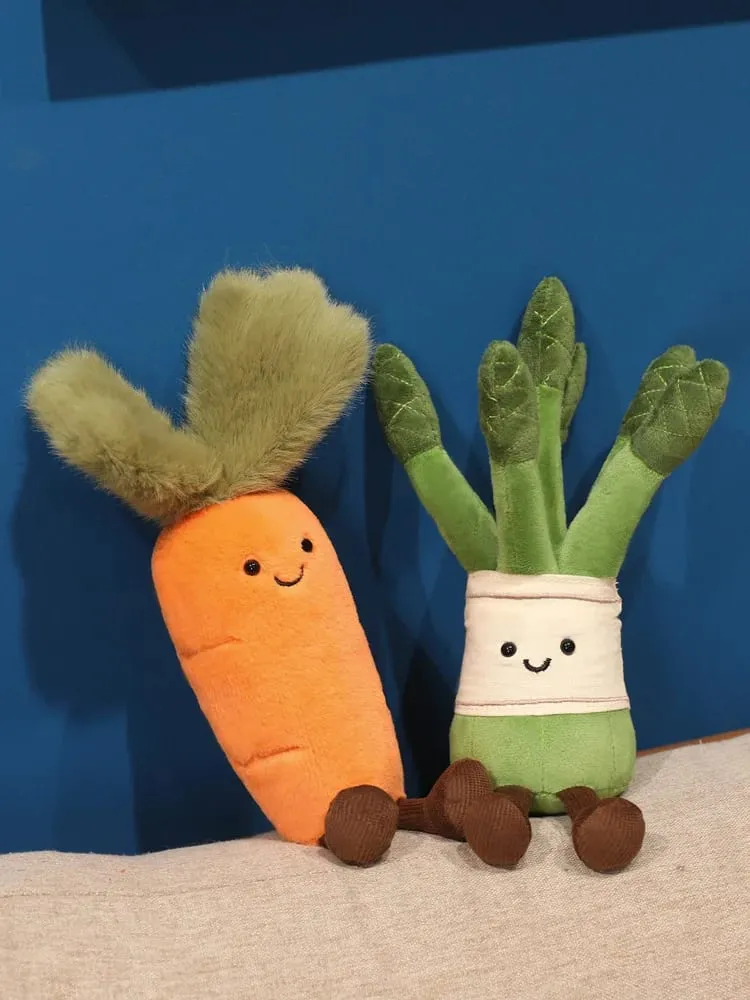 Travesseiro de pelúcia humanóide recheado, boneco sorridente de milho, cenoura, aspargos com pernas, decoração, presente