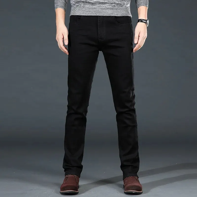 Men Plus Size Jeans 38 40 Slim Skinny Stretch Straight Classic Version of Simple Black Denim Pants Male Brand Clothing