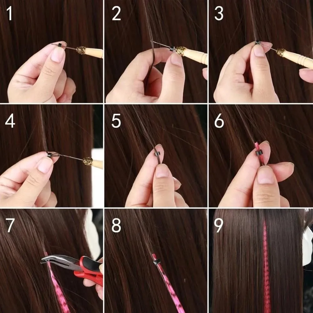 50 fios/pacote sintético colorido i-tip vara extensões de cabelo de pena cabelo reto 16 Polegada para mulher fibra de alta temperatura