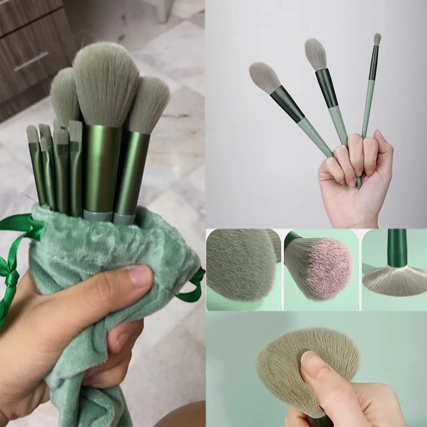 Conjunto de pincéis de maquiagem, 13 peças, esponja de maquiagem cosmética, caixa de limpeza, ferramenta de beleza, sombra, blush, pincéis profissionais