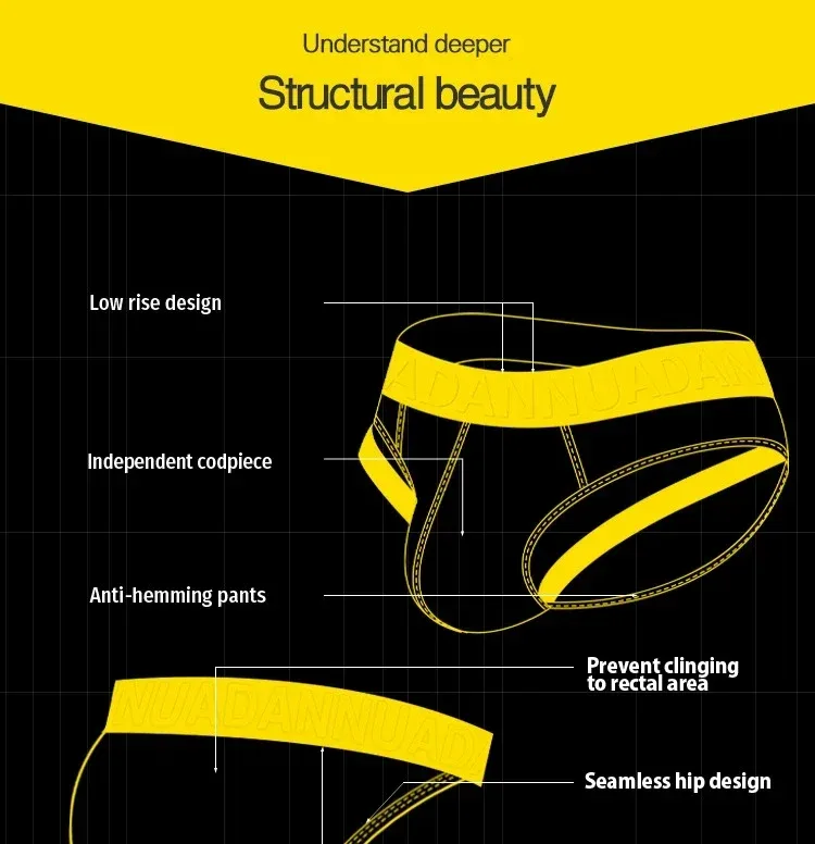 1 Uds. Calzoncillos masculinos acanalados de Color sólido ADANNU Logo en relieve cintura elástica comodidad calzoncillos de Bikini diarios AD759