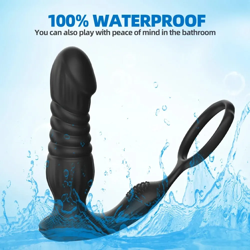 Masculino massagem de próstata empurrando vibrador anal plug vibrador anel de silicone atraso ejaculação masturbador adulto brinquedos sexuais para homem