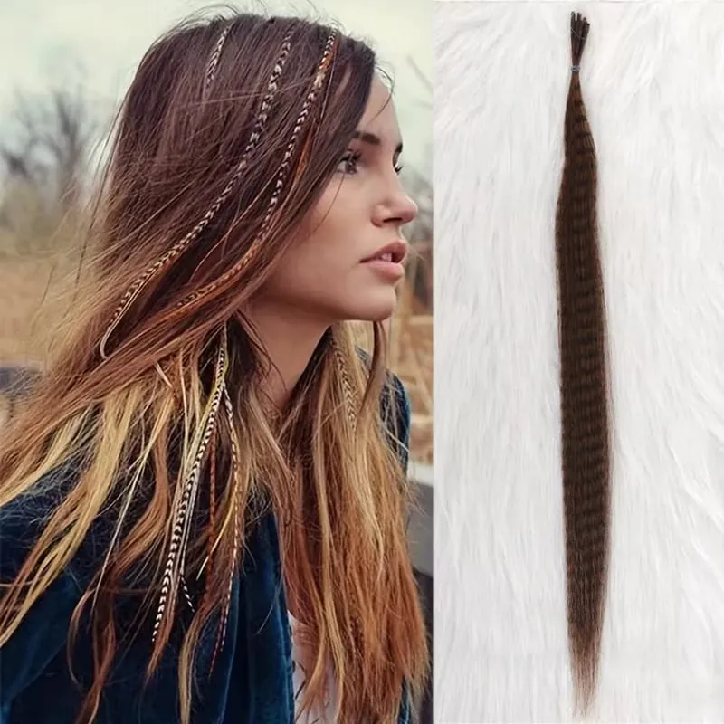 10-Piece Rainbow Synthetic Feather Extensions Multicolor 16-Inch Hair Add-ons Suitable for Women