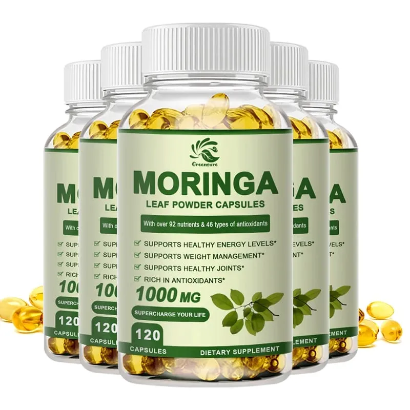 Greensure Moringa Oleifera 1000 mg Cápsulas Potência Extra Extrato 50:1 Antioxidante Energizante 60/120 Cápsulas Vegetarianas