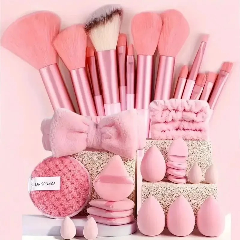 Conjunto de pincéis de maquiagem macios e fofos, base para sombra de olho, pó cosmético feminino, blush, mistura de beleza, ferramenta de beleza