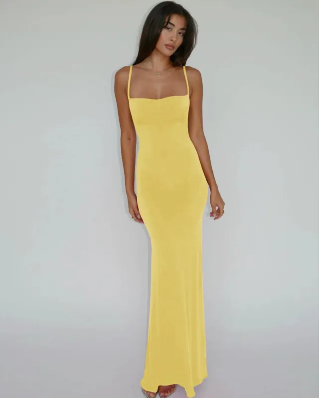 Hugcitar verão sólido sem mangas sem costas elegante sexy bodycon y2k maxi vestido de baile roupas femininas festa de aniversário casual y2k