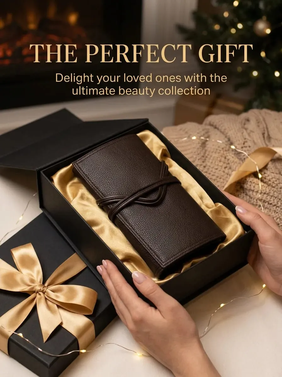 Conjunto de pincéis de maquiagem profissional, 32 peças, cabo de madeira, pincéis cosméticos, base, sombra, blush, com bolsa de armazenamento pu