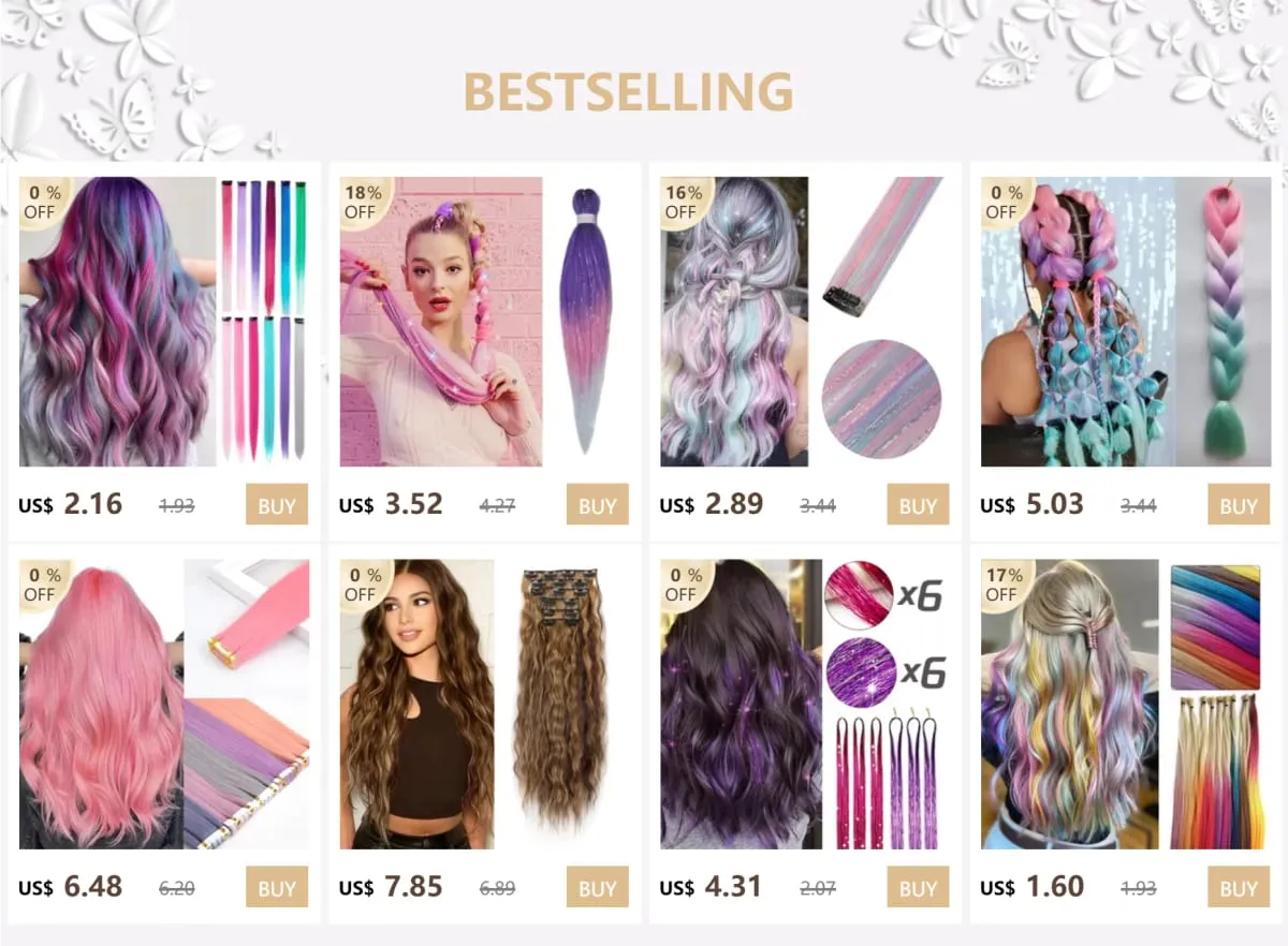 Clipe em extensões de cabelo coloridas mistas prateadas enfeites de cabelo sintético arco-íris destaques de festa de feriado para mulheres e meninas