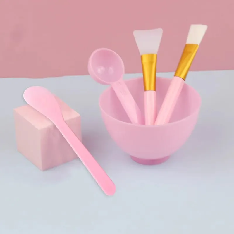 面膜混合碗套裝 5 件組 DIY 面膜混合工具套件面膜碗棒抹刀矽膠軟面刷勺子