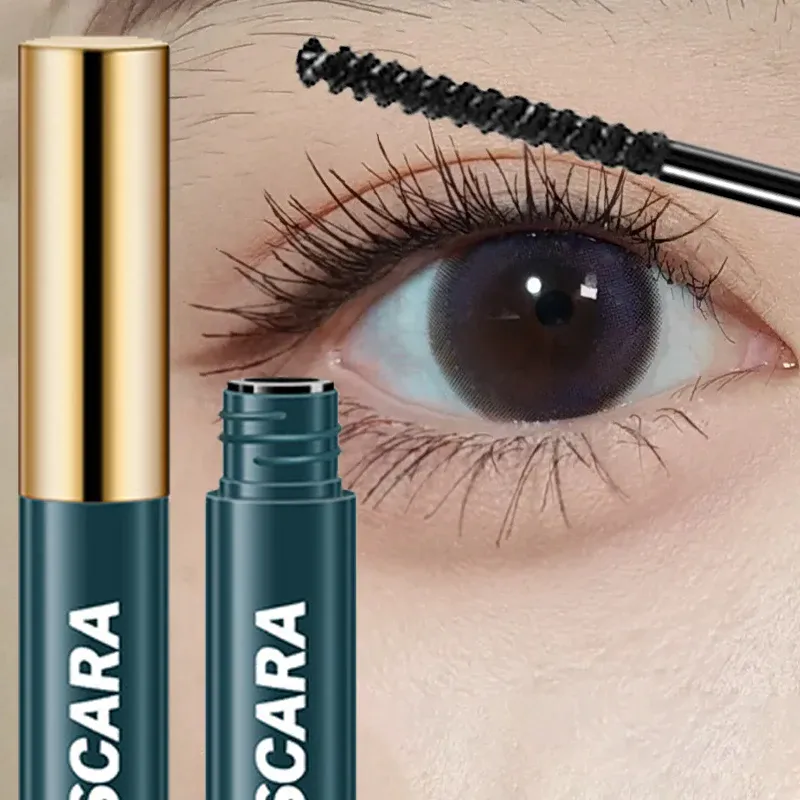4D Black Mascara Thick Curling Long-Lasting Waterproof Smudge-Proof Silk Fiber Mascara Lengthens Eyelashes Extension Eye Makeup
