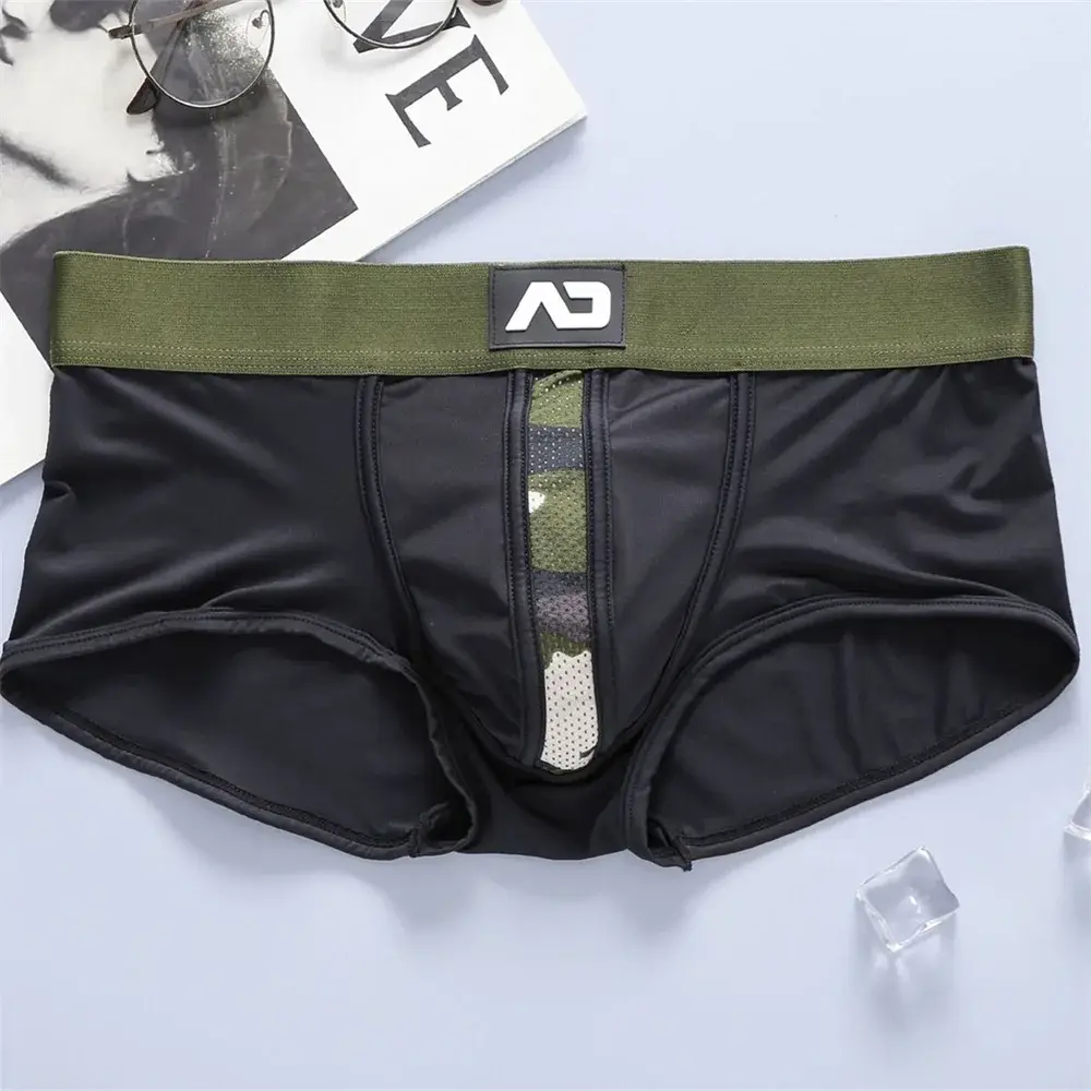 Novos boxers masculinos de baixo crescimento elástico tridimensional bolso confortável boxers AD4-M300