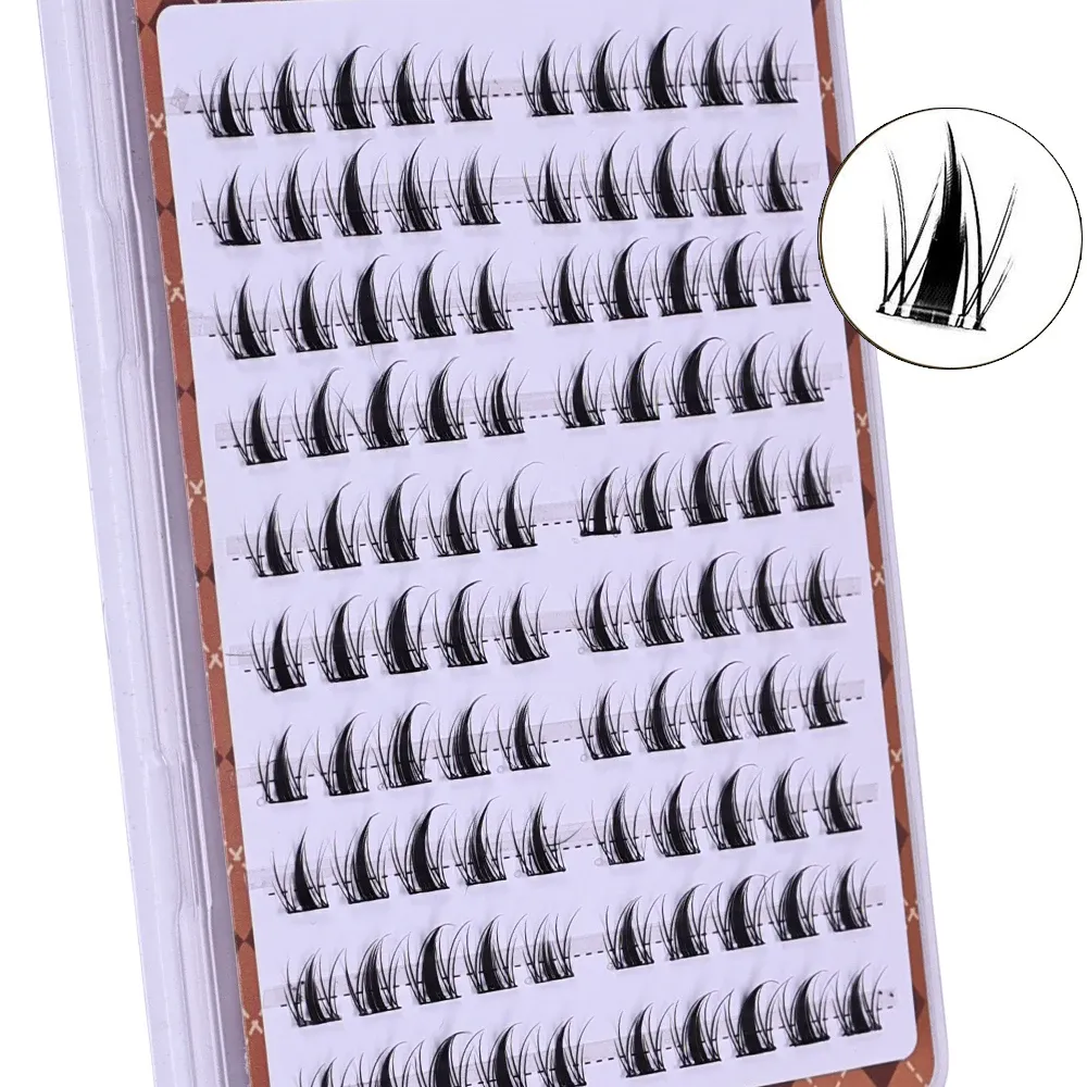Kit de cílios seccionados de fibra fosca macia autoadesiva 10 linhas sem cola 3D mangá natural DIY cílios de maquiagem para os olhos