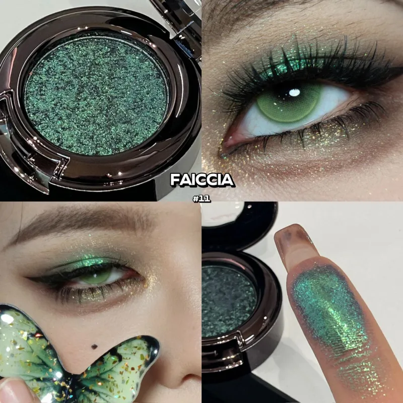 Chameleon Smoky Green Eyeshadow Palette High Gloss Easy-To-Apply Sparkling Purple Pearlescent Eye Shadow Brightening Makeup