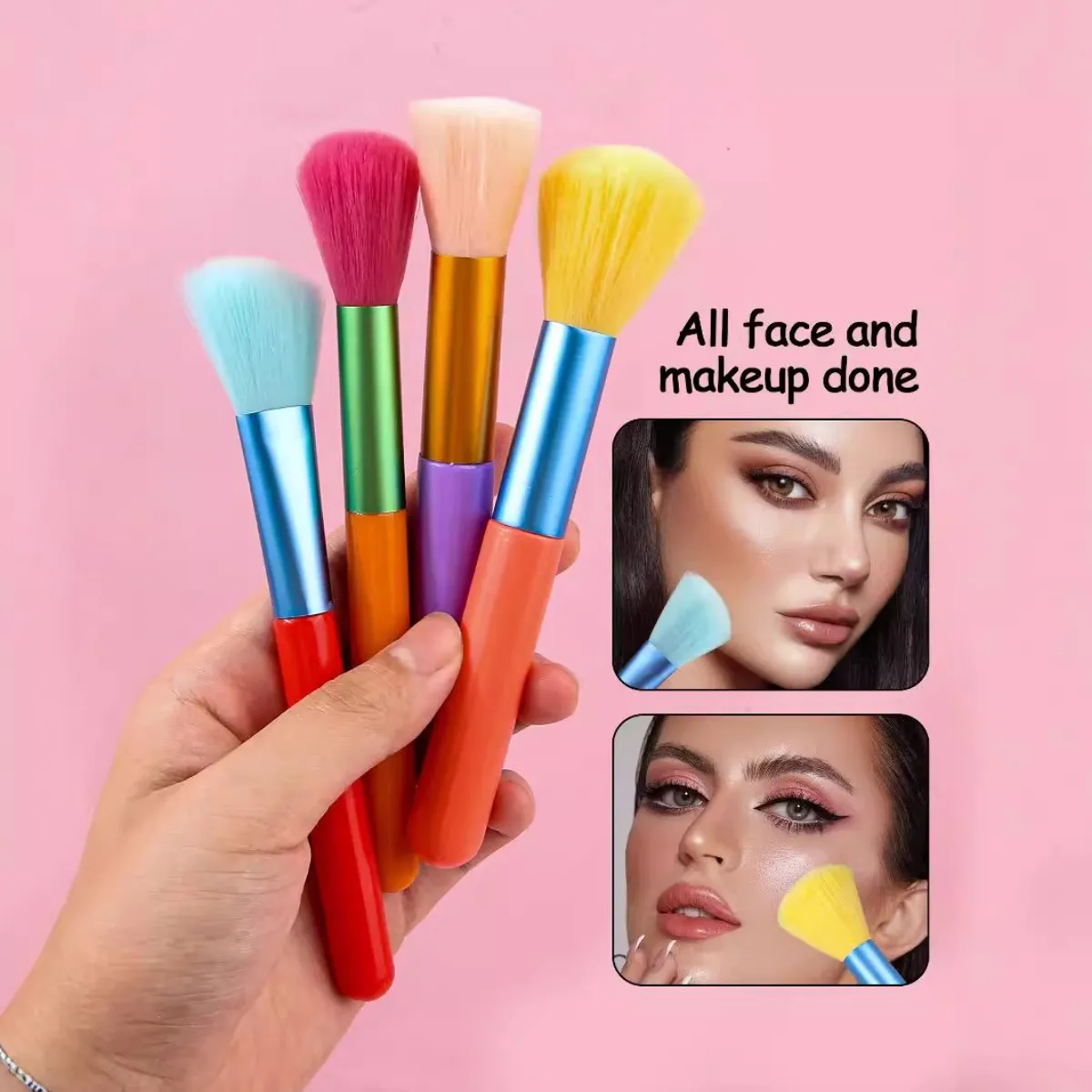 Conjunto de pincéis de maquiagem coloridos, conjunto de 15 peças, combo bochecha blush, sombra, lábios, multi-dopamina, cores fáceis de usar, kit de ferramentas de maquiagem