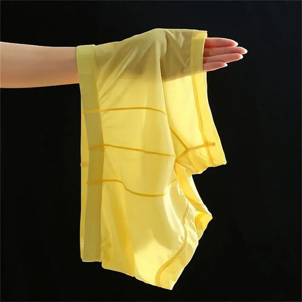 Cool Men's Ice Silk U Convex Underwear Summer Ultra-thin Transparent Boxer Shorts Sexy Male Trunks Plus Size M-XXL