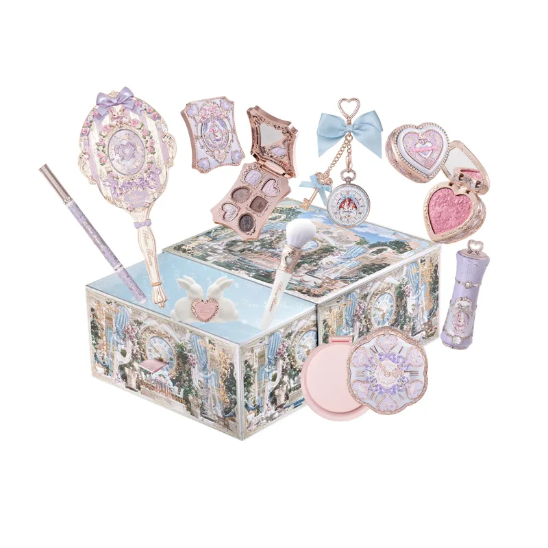 Conjunto de maquiagem Flower Knows Bunny Garden - Caixa de cosméticos grátis com blush, sombra, brilho labial, conjunto de presente de alta qualidade
