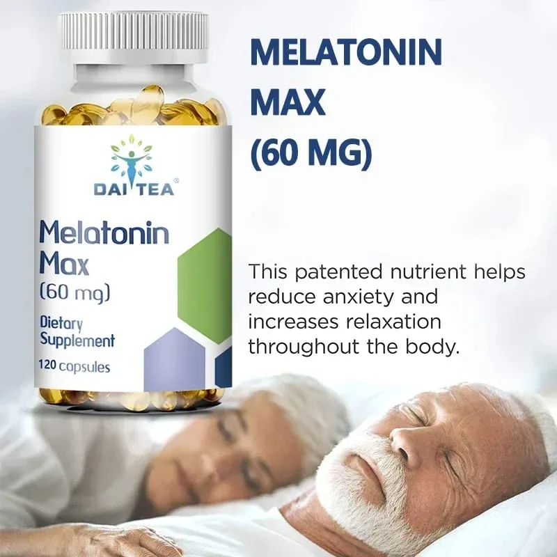 Melatonin MAX（60 毫克）快速溶解膠囊 - 更快入睡，促進深度睡眠和休息，易於服用，增強免疫健康