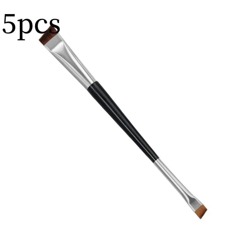 5/10 pçs escova de sobrancelha de extremidade dupla delineador em ângulo cabeça plana lâmina delineador de sobrancelha contorno mistura pincéis de maquiagem compõem ferramenta