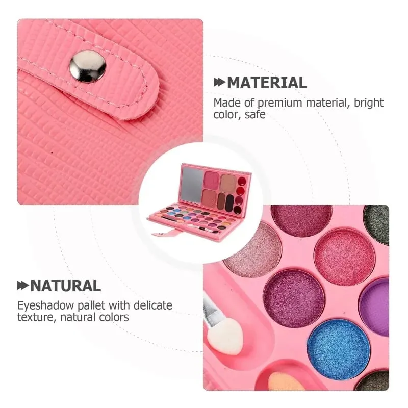Sombra de olho em pó blush batom duradouro conjunto de maquiagem cosméticos com espelhos para iniciantes crianças viagem paletas portáteis 33 cores