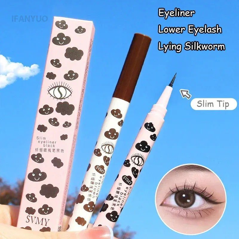 Caneta delineadora líquida ultrafina, natural, fosca, à prova d'água, secagem rápida, cílios inferiores, caneta de bicho-da-seda, pigmento alto, ferramenta de maquiagem suave para os olhos