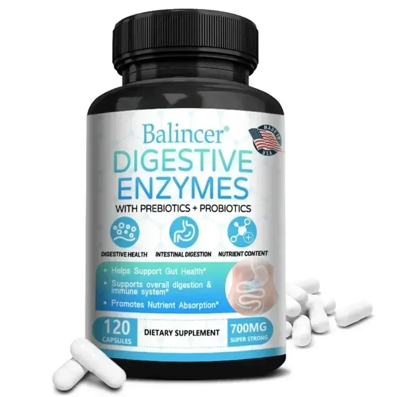Cápsulas probióticas de enzimas digestivas orgânicas, nutrição prebiótica, digestão e imunidade para a saúde intestinal, adequadas para adultos e homens